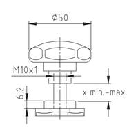Schraubfitting mit Sterngriff f�r Airlineschienen, 14-24 mm