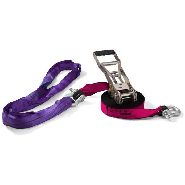 ELEPHANT SLACKLINE freak flash line, 50 mm, 25 m, Set mit Sch&auml;kel, Anschlagschlingen und t im Preisvergleich 