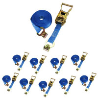 Spanngurt / Zurrgurt, LC 500/1000 daN, 6 m, 25 mm, 2-teilig, Flachhaken m. Sicherungsstift, 10er Set Spanngurt / Zurrgurt, LC 500/1000 daN, 6 m, 25 mm, 2-teilig, Flachhaken m. Sicherungsstift, 10er Set