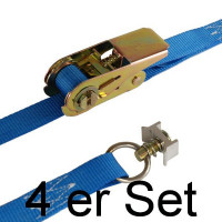 Spanngurt / Zurrgurt, LC 400/800 daN, 2 m, 25 mm, 2-teilig, Endbeschlag m. Ring, 4 Stück Spanngurt / Zurrgurt, LC 400/800 daN, 2 m, 25 mm, 2-teilig, Endbeschlag m. Ring, 4 Stück
