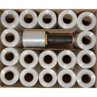 Mini-Stretchfolie, transparent, 38er Set mit Abroller, 150 lfm, 23 My, Kern 100x38 mm Mini-Stretchfolie, transparent, 38er Set mit Abroller, 150 lfm, 23 My, Kern 100x38 mm