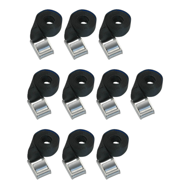10 x Umreifungsgurt, Edelstahl-Klemmschloss, LC 125 daN, 3 m, 25 mm, schwarz