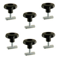 Schraubfitting mit Sterngriff, verschiebbar, für Airlineschiene, KERL M8 x 24 S slide - 6er Set Schraubfitting mit Sterngriff, verschiebbar, für Airlineschiene, KERL M8 x 24 S slide - 6er Set
