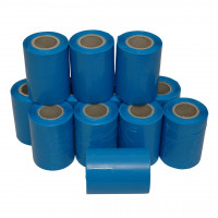 Mini-Stretchfolie, blau, 150 lfm, 23 My, Kern 100 x 38 mm, im 12er Set Mini-Stretchfolie, blau, 150 lfm, 23 My, Kern 100 x 38 mm, im 12er Set