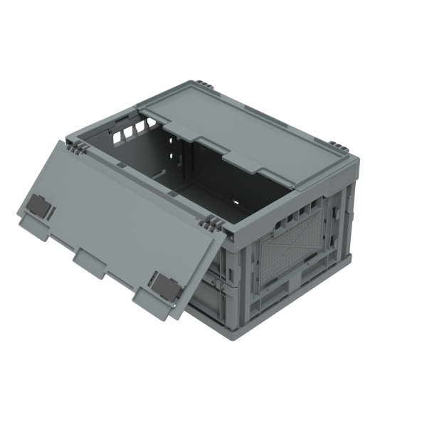 Faltbox mit Deckel grau 400 x 300 x 230 mm Klappbox