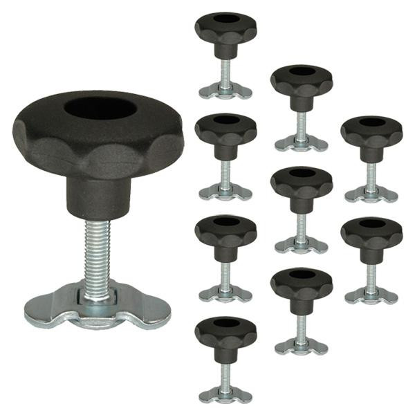 Schraubfitting mit Sterngriff für Airlineschienen, Ø 50 mm, 0-29 mm, M8, 10er Set