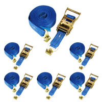 Spanngurt / Zurrgurt, LC 750/1500 daN, 6 m, 35 mm, 2-teilig, Flachhaken m. Sicherungsstift - 6 Stück Spanngurt / Zurrgurt, LC 750/1500 daN, 6 m, 35 mm, 2-teilig, Flachhaken m. Sicherungsstift - 6 Stück