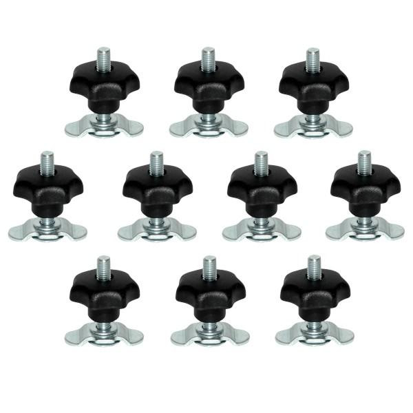 Schraubfitting mit kleinem Sterngriff Ø 40 mm für Airlineschienen, 0-29 mm, M8 - 10er Set