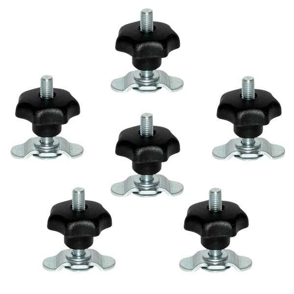 Schraubfitting mit kleinem Sterngriff Ø 40 mm für Airlineschienen, 0-29 mm, M8 - 6er Set