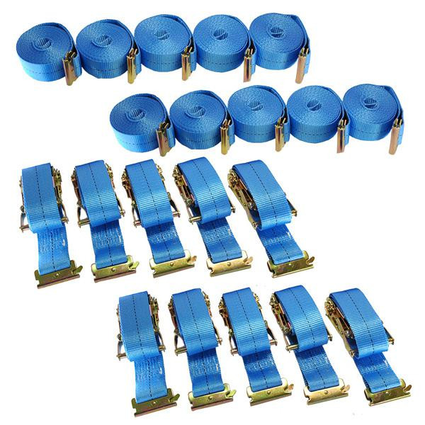 Spanngurt / Zurrgurt, LC 750/1500 daN, 5 m, 50 mm, 2-teilig, Beschlag f. Kombi-Zurrschiene, 10er Set