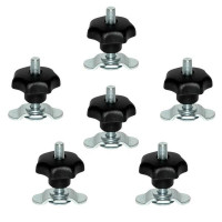 Schraubfitting mit kleinem Sterngriff Ø 40 mm für Airlineschienen, 0-29 mm, M8 - 6er Set Schraubfitting mit kleinem Sterngriff Ø 40 mm für Airlineschienen, 0-29 mm, M8 - 6er Set