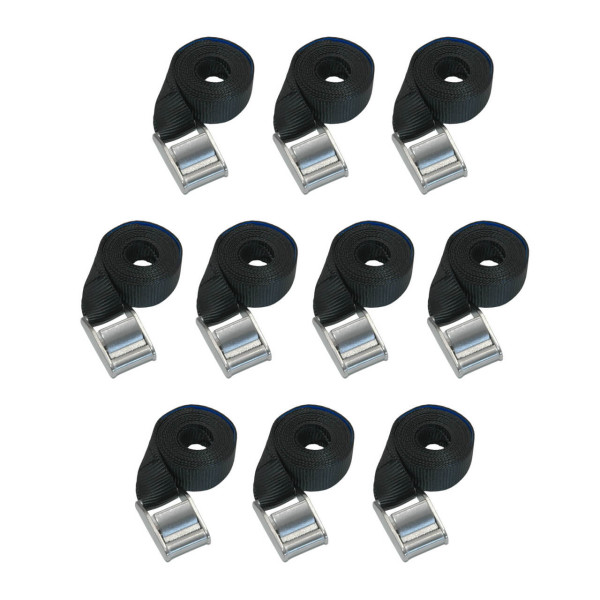 10 x Umreifungsgurt, LC 250 daN, 1,5 m, 25 mm, Edelstahl-Klemmschloss, schwarz